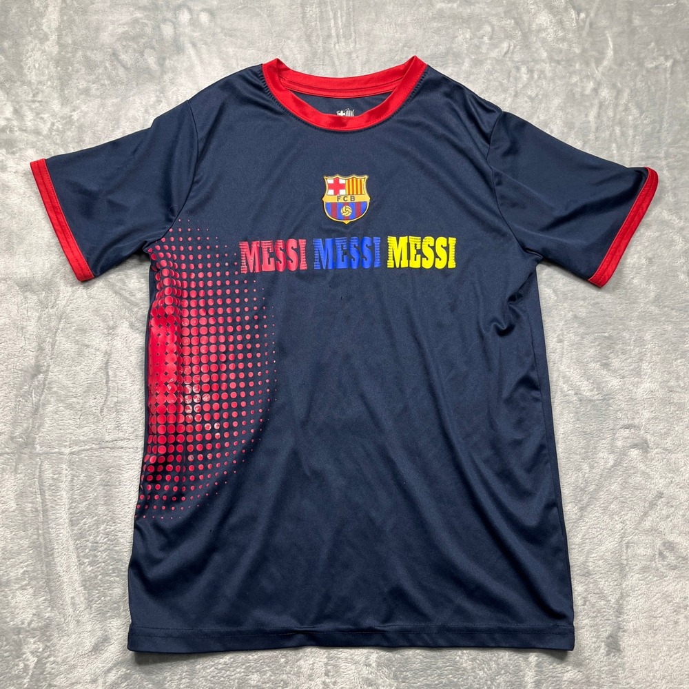 FC Barcelona Messi Jersey Youth Navy Blue Red Soccer Graphic Shirt XL